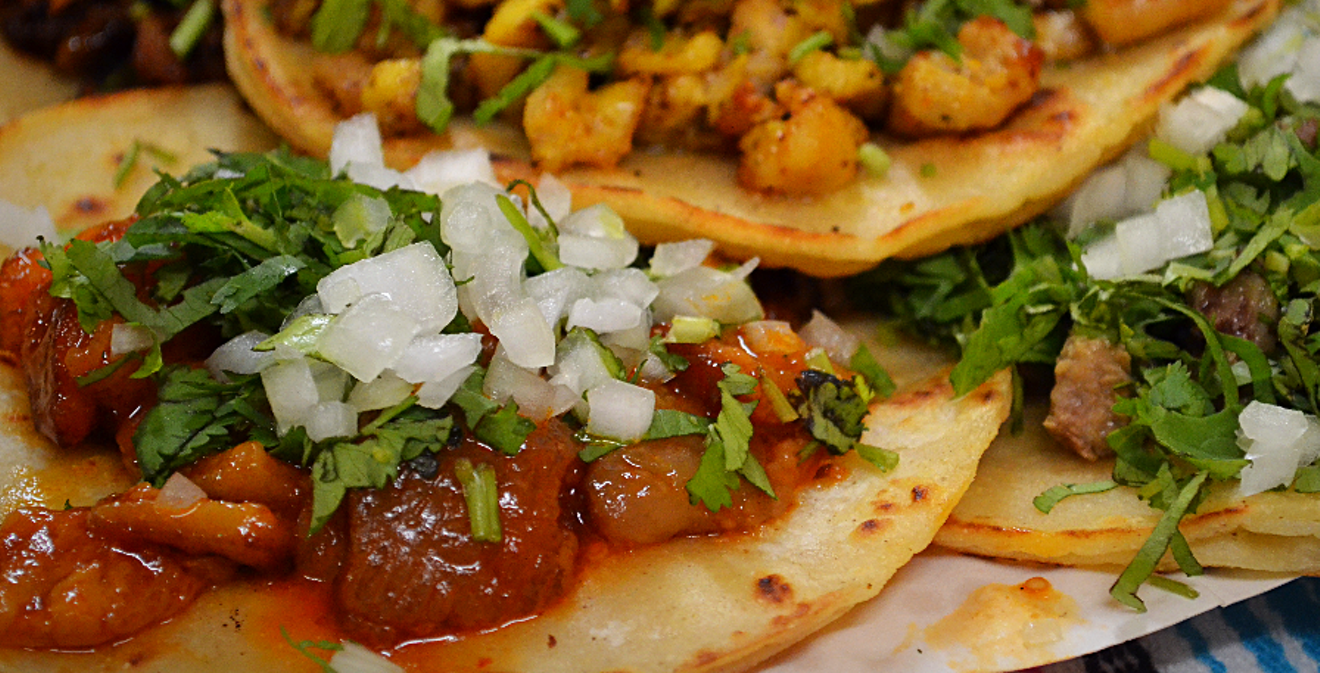 One of the taco specialties at this central Phoenix taquería is a spicy chicharrón taco.