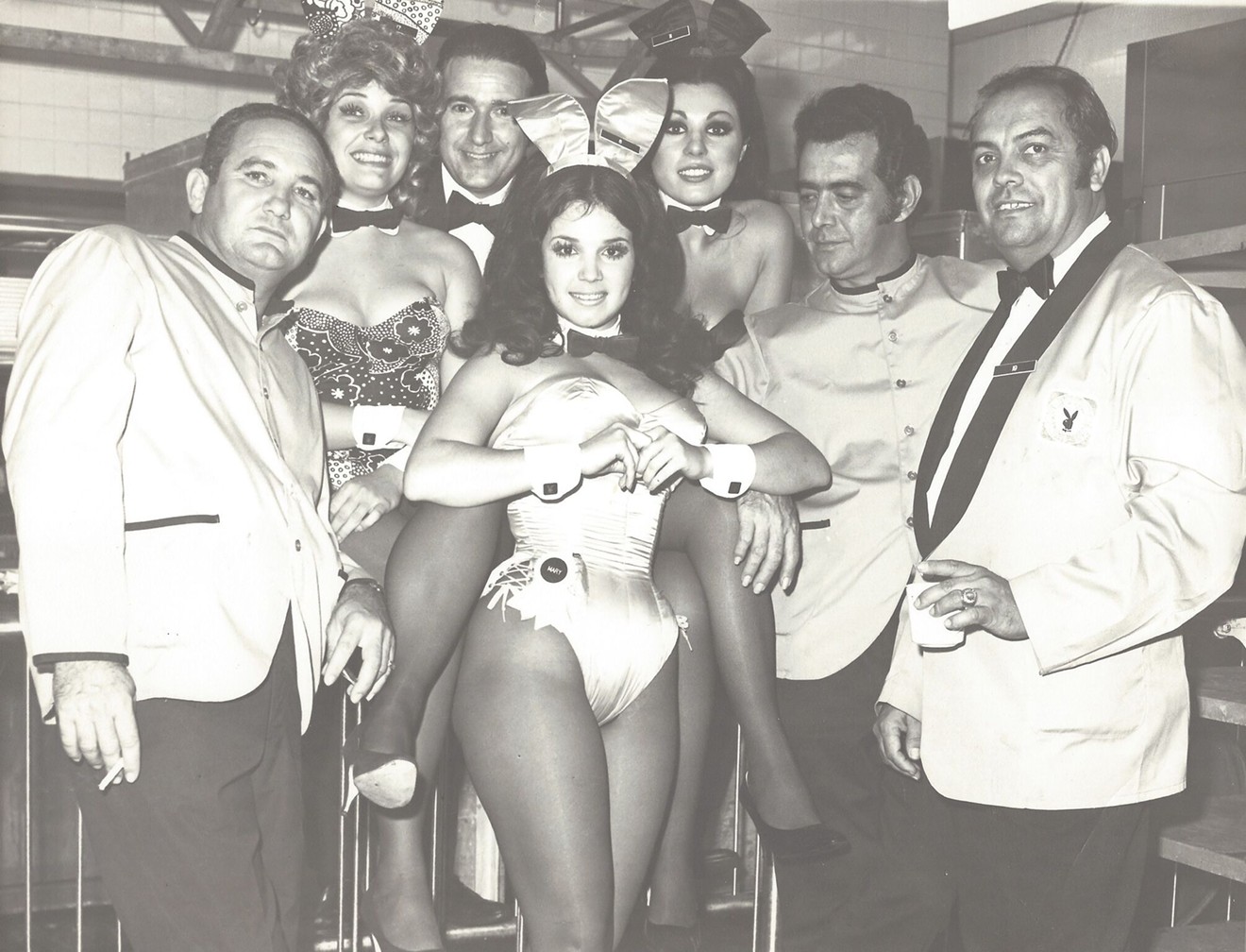 Bobbie Walters and her fellow Playboy Bunnies at a Playboy Club in the 1970s.