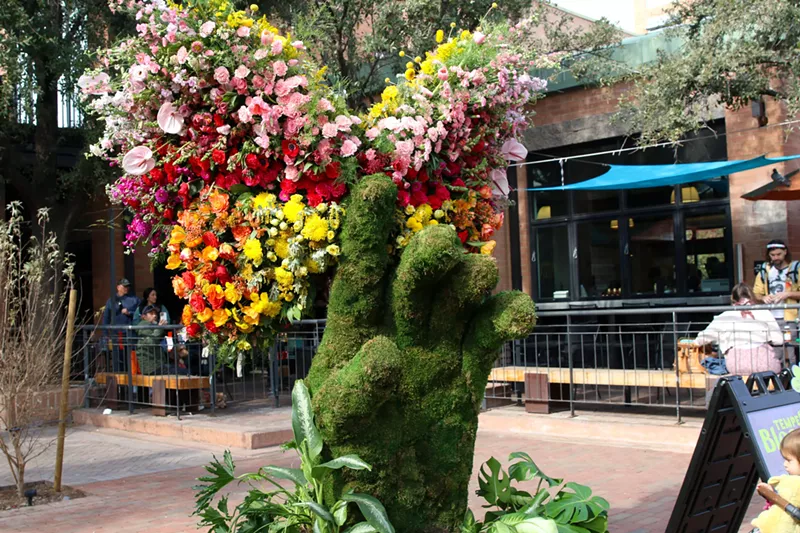 Image: An outdoor flower arrangement.