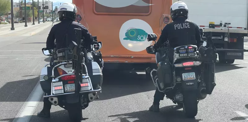 Image: Eight Tempe officers now carry AR-15s on their motorcycles.