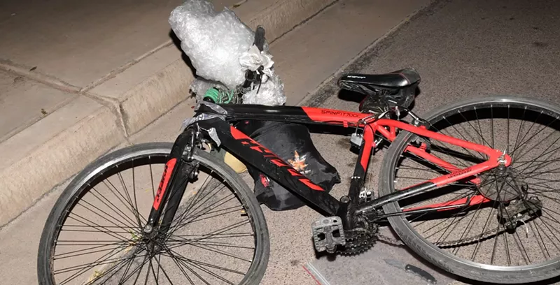 Image: Elaine Herzberg's bicycle following her fatal impact with a Uber self-driving vehicle on March 18.