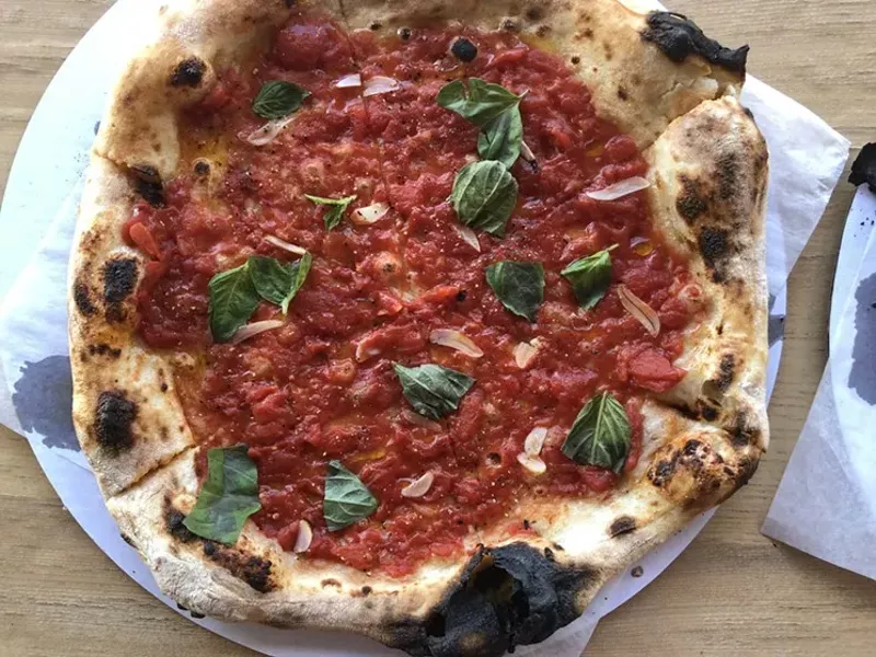 Image: A marinara pie from Myke's Pizza.