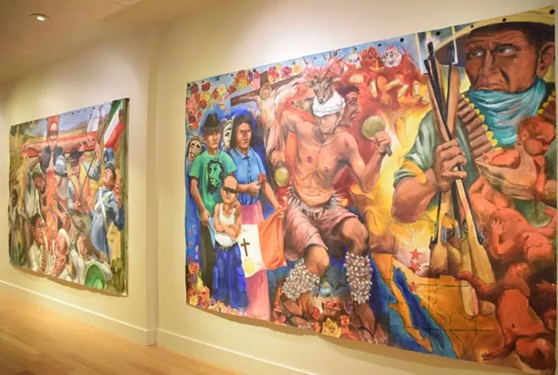 Image: Steve Yazzie's 2000 mural for the Heard Museum, which was shown during his recent exhibition there.