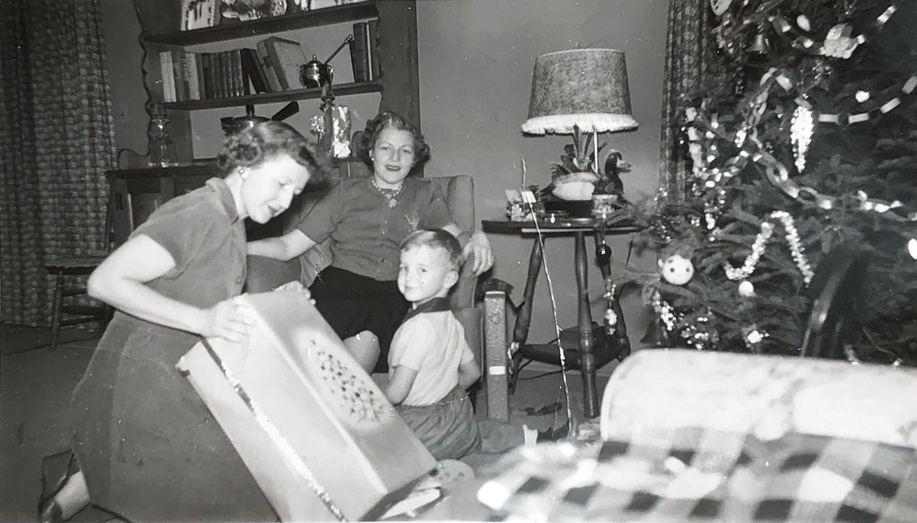An undated Christmas photo of Virginia G. Piper and family.