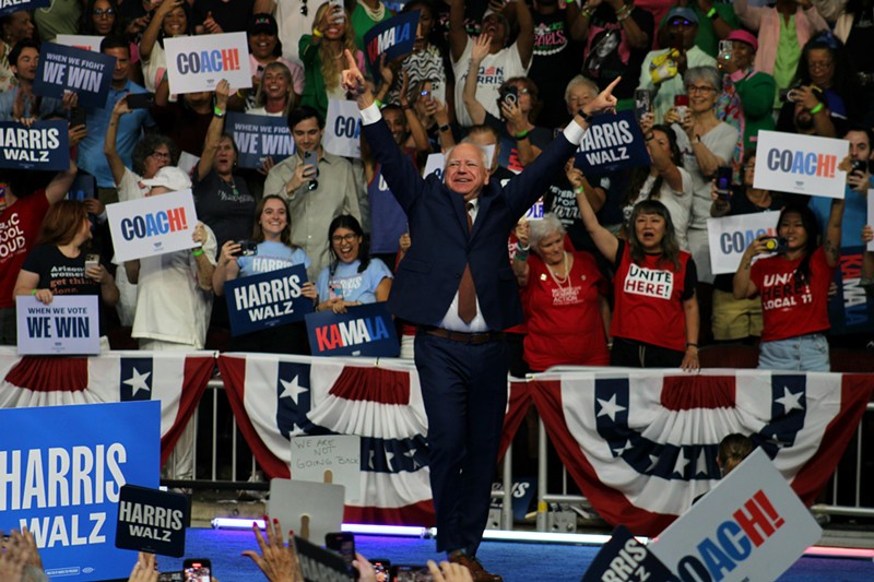 Gov. Tim Walz delivered some notable quips on Friday during his first rally in Arizona as the vice president pick for Democrats.