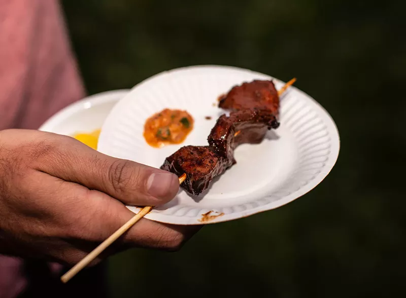 Image: The anticuchos, or beef heart kebabs, from El Chullo was a highlight of Devour the World.