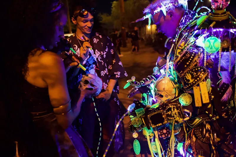 Image: When light meets fashion during an AZ Burners event at Alwun House.