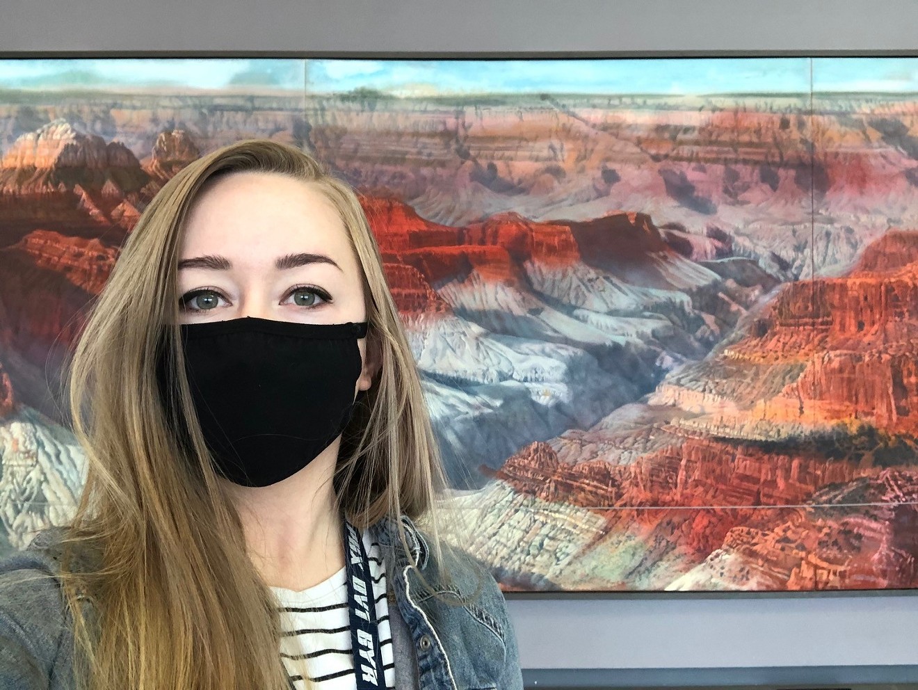 Haley Hinds took this photo with a Grand Canyon landscape inside Sky Harbor Airport.