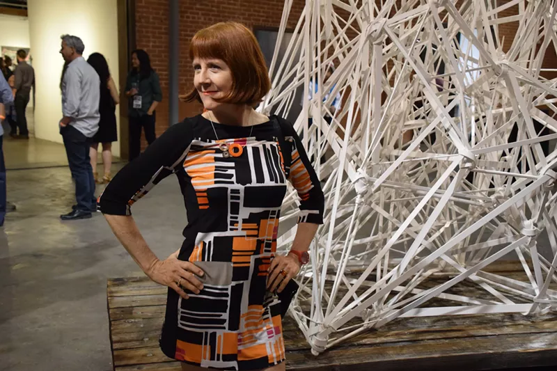 Image: Artist Val Hunt gets sculptural with Pete Deise's work at Art d'Core 2017.