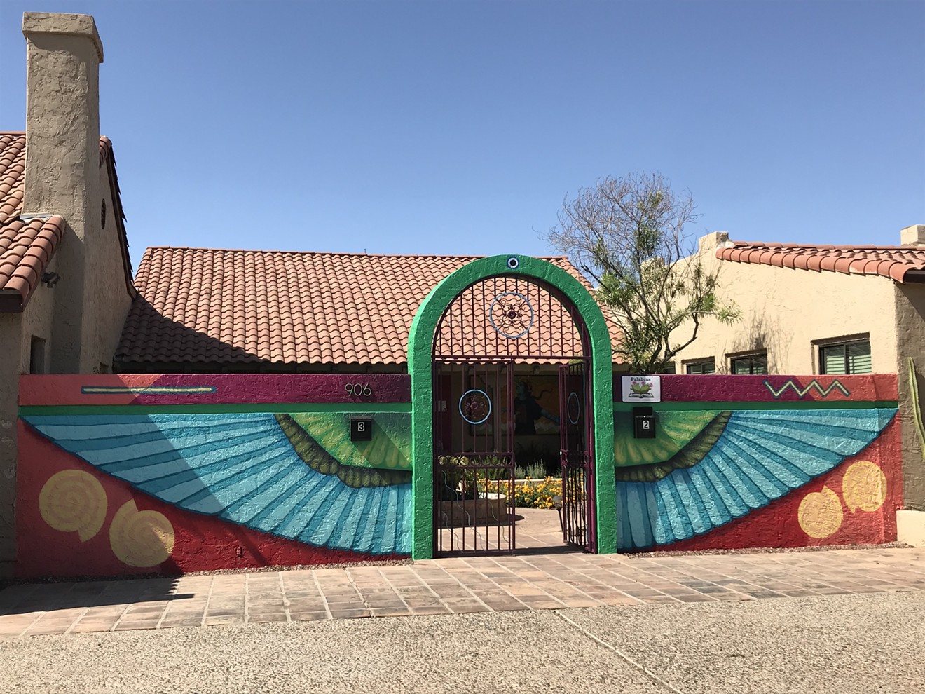Artist Jeff Slim painted the entrance to Nurture House in Phoenix.