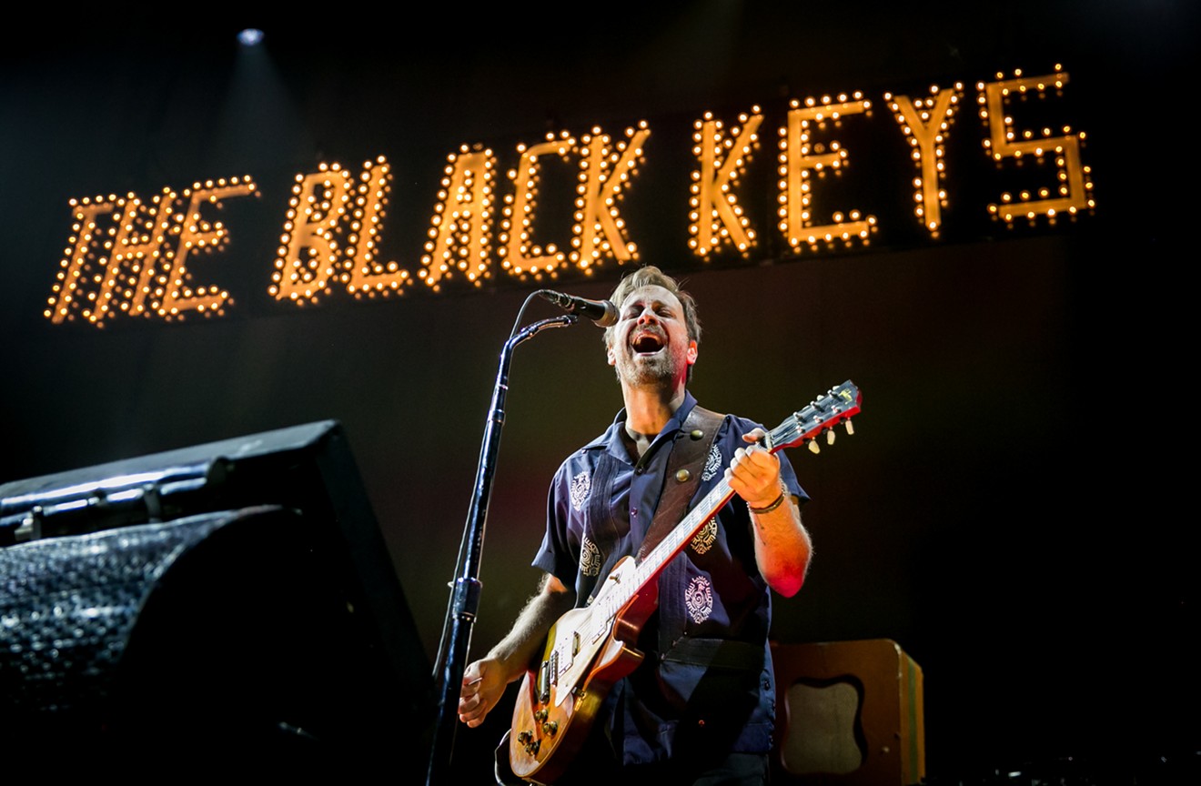 The Black Keys dropped down a blinking Broadway-style marquee of their name.
