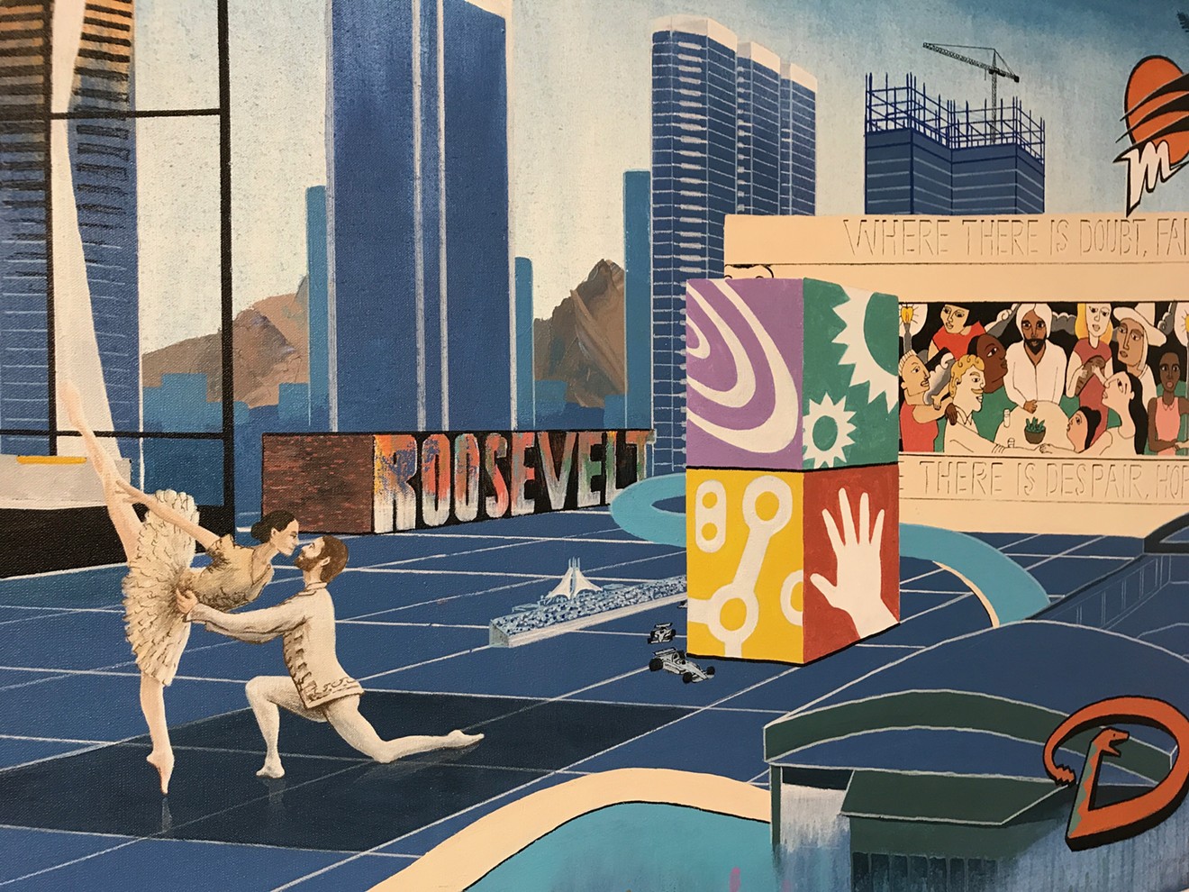 Detail of Michael Pruitt mural on view at Arizona Heritage Center.