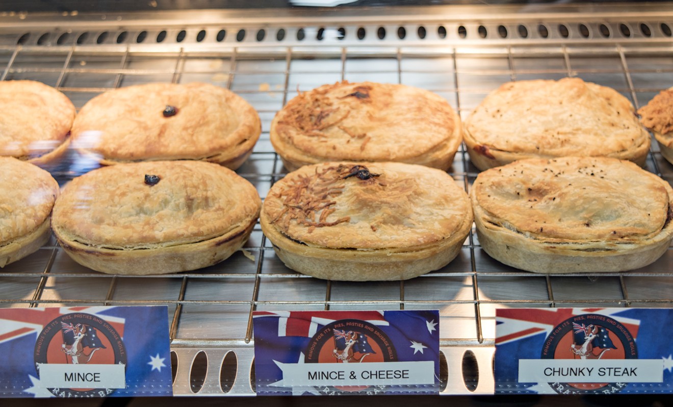 A selection of meat pies at The Great Australian Bakery.