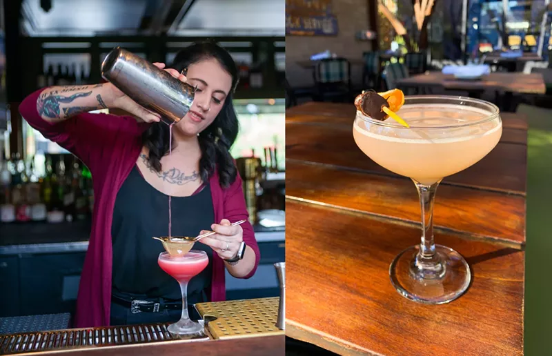 Image: Samantha Hickman practicing her craft at Windsor and the drink she created in the first round of the competition, No. 93.