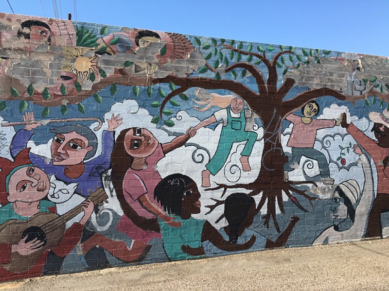 Image: Part of Rose Johnson's The Prayer of St. Francis mural before it was painted over.