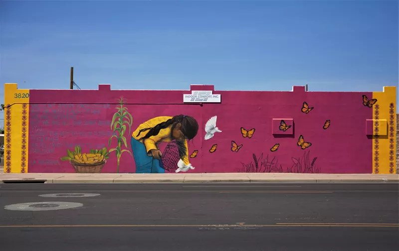 Image: La Morena's latest mural on Bloom's Flower and Gift Shop in south Phoenix.