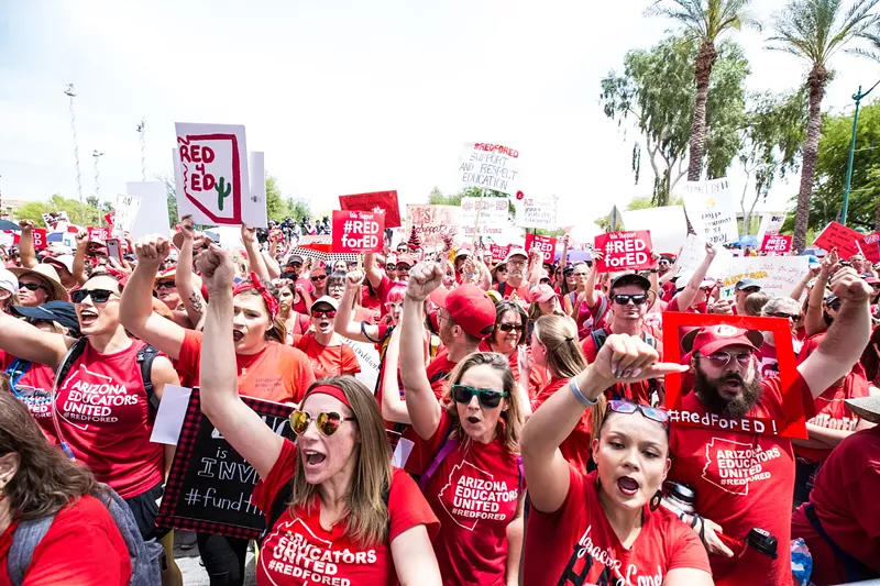 Image: #RedForEd supporters were stunned by the Supreme Court kicking an initiative to fund schools off the November ballot.