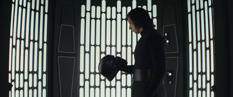 Image: Adam Driver plays noted psychopath Kylo Ren, the impulsive Dark Side protege who is volatile and conflicted in writer-director Rian Johnson's Star Wars: The Last Jedi.