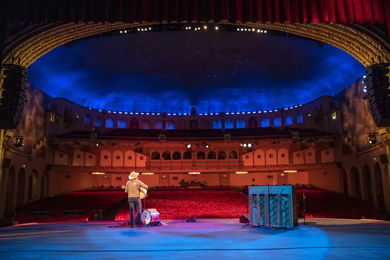 Image: The Senators performed on a dark stage at the Orpheum Theatre in Phoenix.