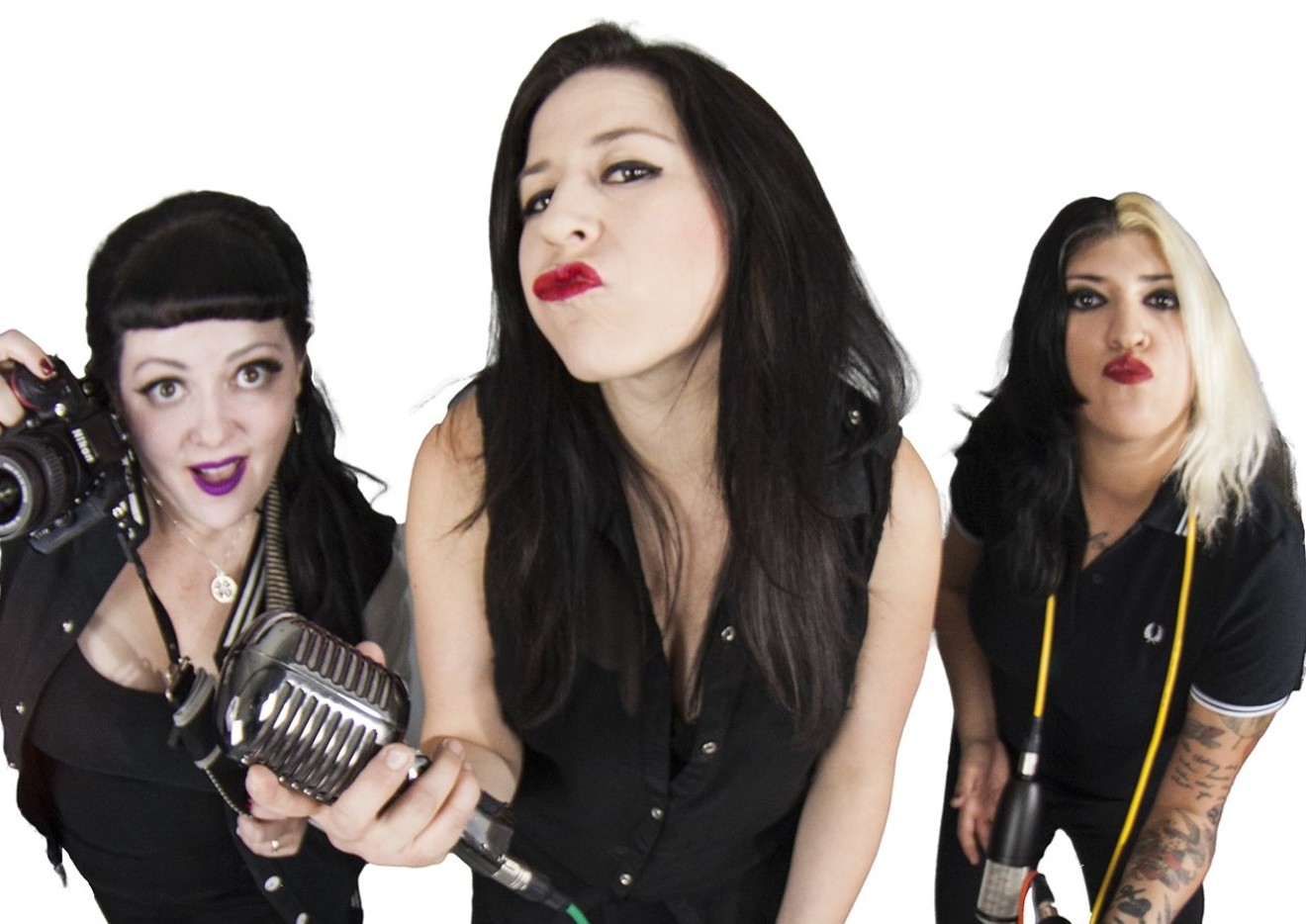 From left, Angela RoseRed, Drea Doll, and Gaby Kaos are the Sound Sisters