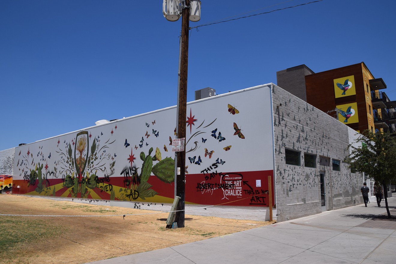 The Art of the Chalice mural was tagged at the monOrchid building in downtown Phoenix.