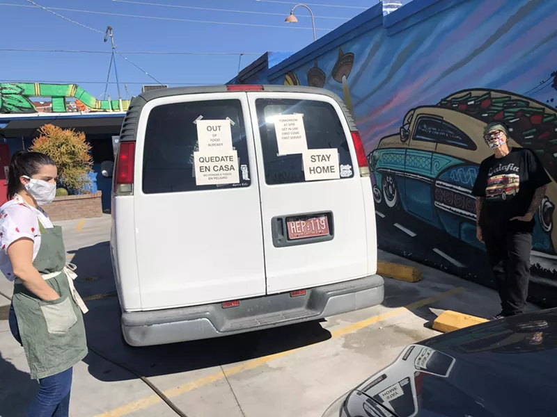 Image: Samantha Sanz and Silvana Salcido Esparza by the Barrio Cafe van.
