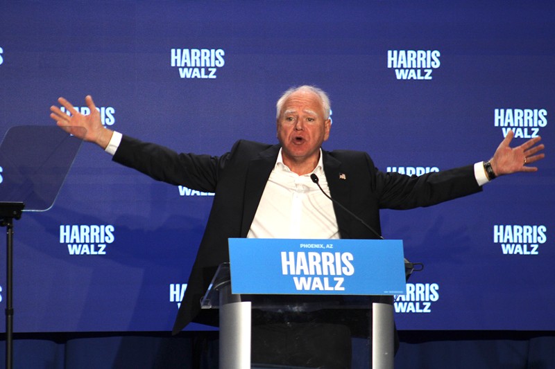 “We’ve got the best fighter on our side in Kamala Harris,” Tim Walz told a Mesa crowd before Tuesday's presidential debate.