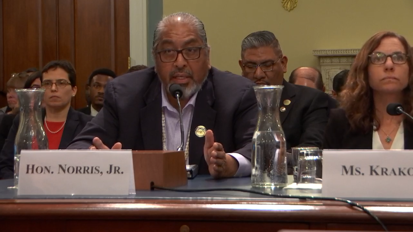 Chairman Ned Norris Jr. told a Congressional subcommittee that his tribe was not formally consulted prior to blasting and bulldozing activity that damaged cultural sites.