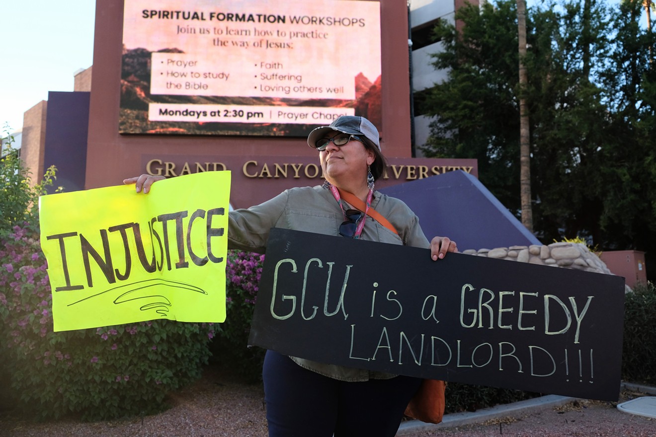 Alondra Ruiz Vazquez is one of several dozen residents who on September 19 protested GCU's plan to evict the Periwinkle Mobile Home Park.