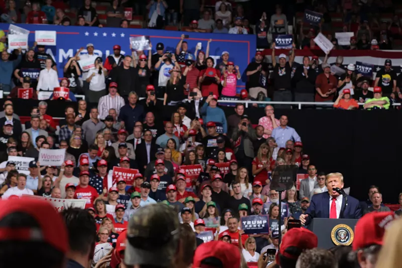 Image: President Trump speaking to the crowd.