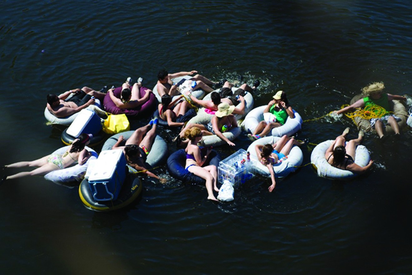 Floating in tandem is totally a thing. (Beer coolers are optional.)