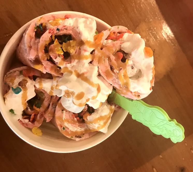 Snoozberry is made with fresh bananas and strawberries, as well as Fruity Pebbles and whipped cream. - SAMANTHA POULS