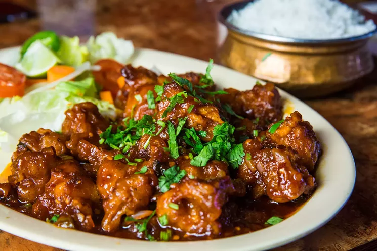 More of this, please: Gobi Manchurian, from Ruchi South Indian Cuisine, is a popular Indian Chinese fried cauliflower dish. - JACOB TYLER DUNN