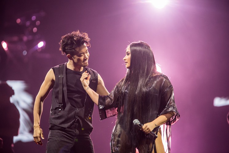 Lovato and her dancer during "Cool for The Summer." - LEAVITT WELLS