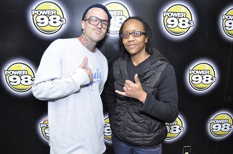 Mix master and author MISS DJ MJ throwing up signs with Yelawolf. - COURTESY OF MISS DJ MJ