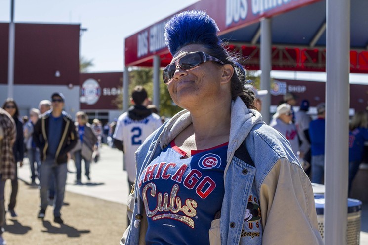 A dedicated Cubs fan sports blue hair. - BARRY OLEKSAK