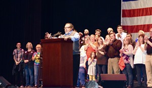 Arizona Congressmen Raul Grijalva, pictured, and Ruben Gallego gave speeches before Sanders took the stage. - JOSEPH FLAHERTY