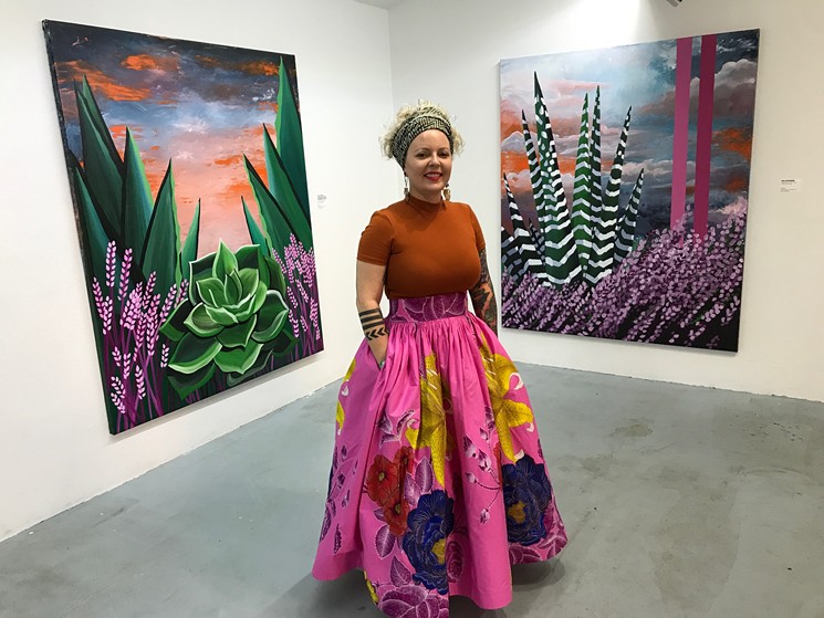Lauren Lee went big with her paintings and fashion choices at Megaphone PHX. - LYNN TRIMBLE
