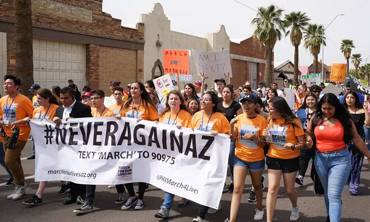An estimated 15,000 Arizona students and supporters joined the March for Our Lives protest Saturday in Phoenix. - PATRICK BRYANT