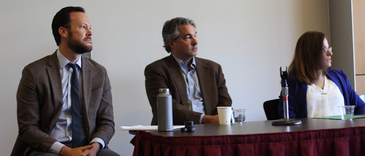 ASU professors Thad Miller, David King, and Lina Karam spoke about the crash at a panel in late March. - RAY STERN