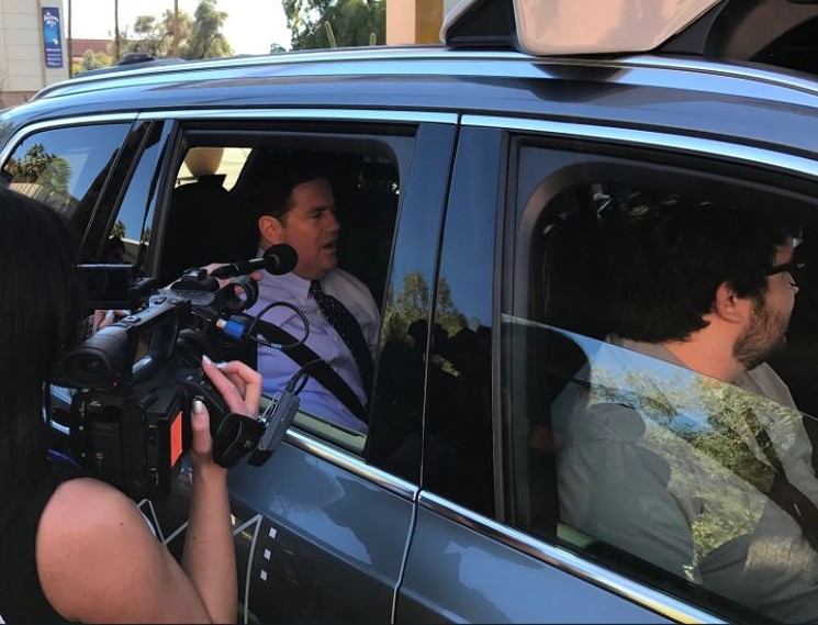 Arizona Governor Doug Ducey took a ride in an Uber autonomous car on February 21, 2017. - @DOUGDUCEY VIA TWITTER