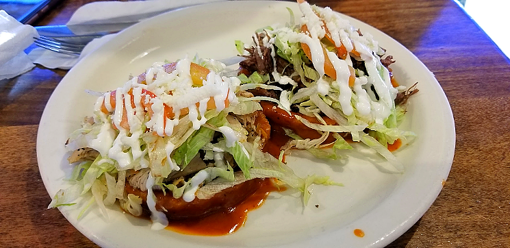 Beef and chicken gorditas bathed in a homemade enchilada sauce are a highlight at downtown Phoenix's El Chino Restaurante y Cantina. - PATRICIA ESCARCEGA