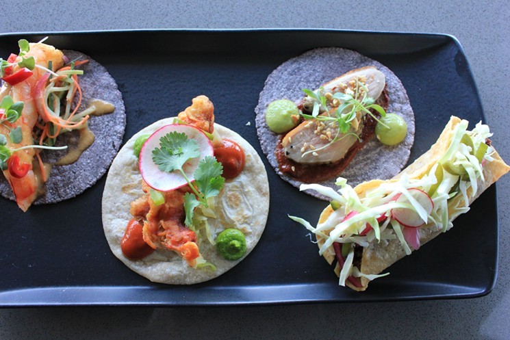 A spread of CRUjiente's progressive tacos. - CHRIS MALLOY