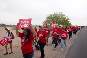 The San Luis Police Department estimated that over 200 marchers had turned out on Thursday. - ANTONIA FARZAN