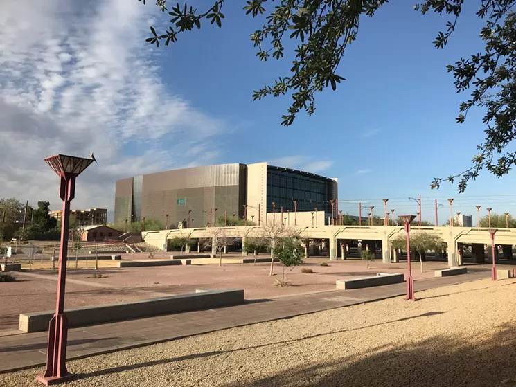 Looking across Hance Park from the Irish Cultural Center toward Burton Barr Central Library. - LYNN TRIMBLE