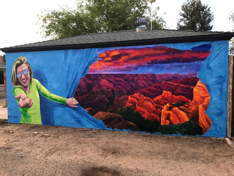 Lucretia Tovra painted this Willo mural during the Phoenix Mural Festival. - LYNN TRIMBLE