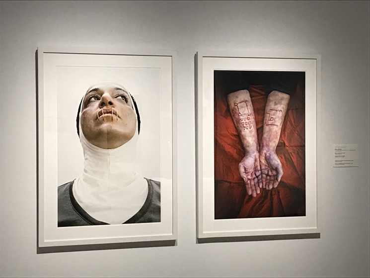 Works by Sama Alshaibi exhibited at Tucson Museum of Art. - LYNN TRIMBLE