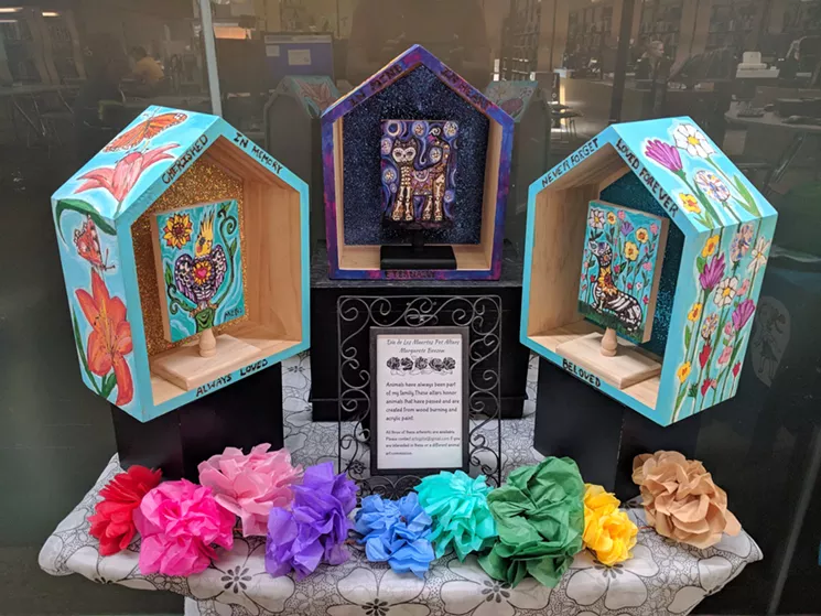 Altar created by artist Margarete Beeson for a previous Phoenix Public Library exhibit. - MATTHEW GIACOMAZZO