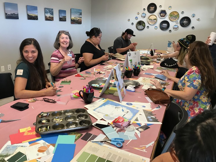 Art-making with Laura Spalding Best during the 2017 festival. - LYNN TRIMBLE