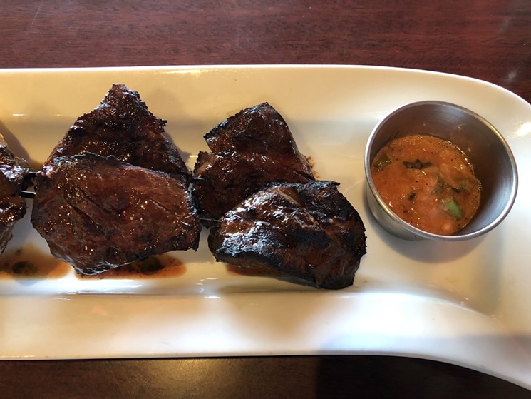 Beef hearts with tomato salsa. - CHRIS MALLOY